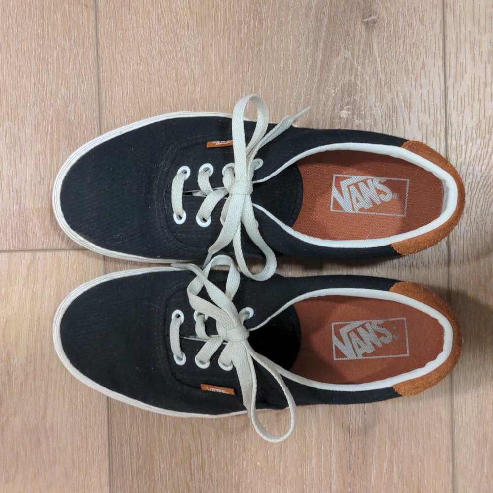 Vans size 7.5 black with brown suade